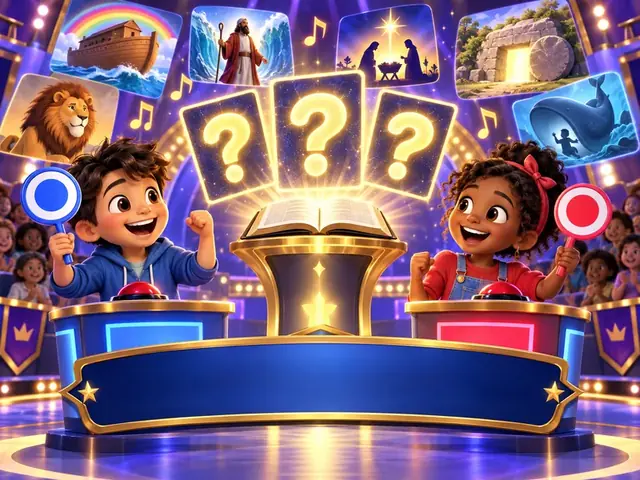Crianças participando de um quiz bíblico