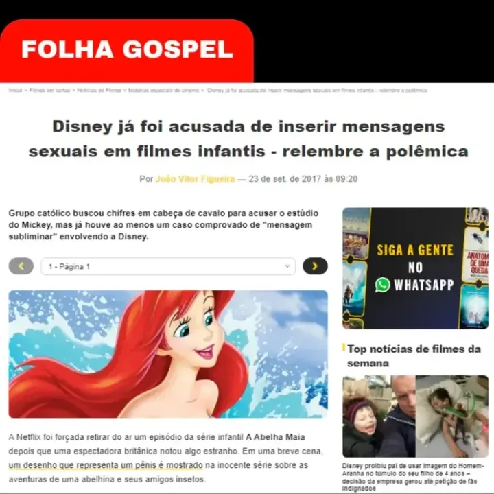 Notícia sobre mensagens inadequadas em conteúdo infantil
